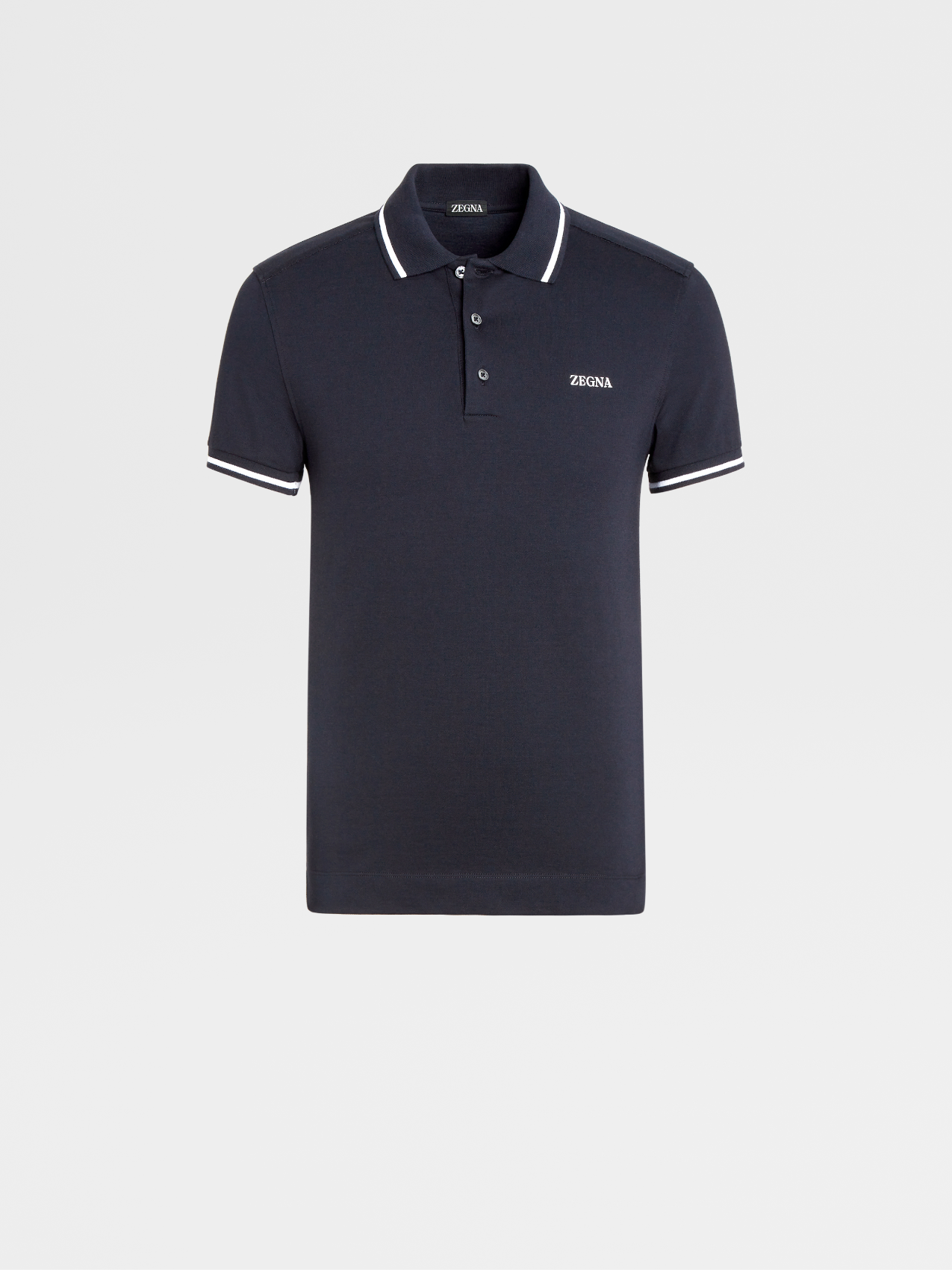 海军蓝色弹力棉质短袖 Polo 衫